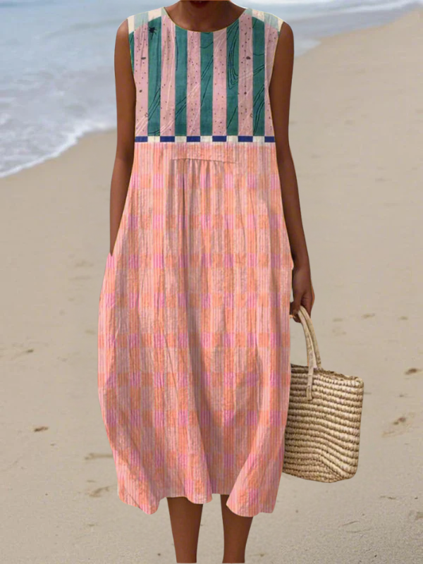 NADIA | STRIPED PASTEL MIDI DRESS