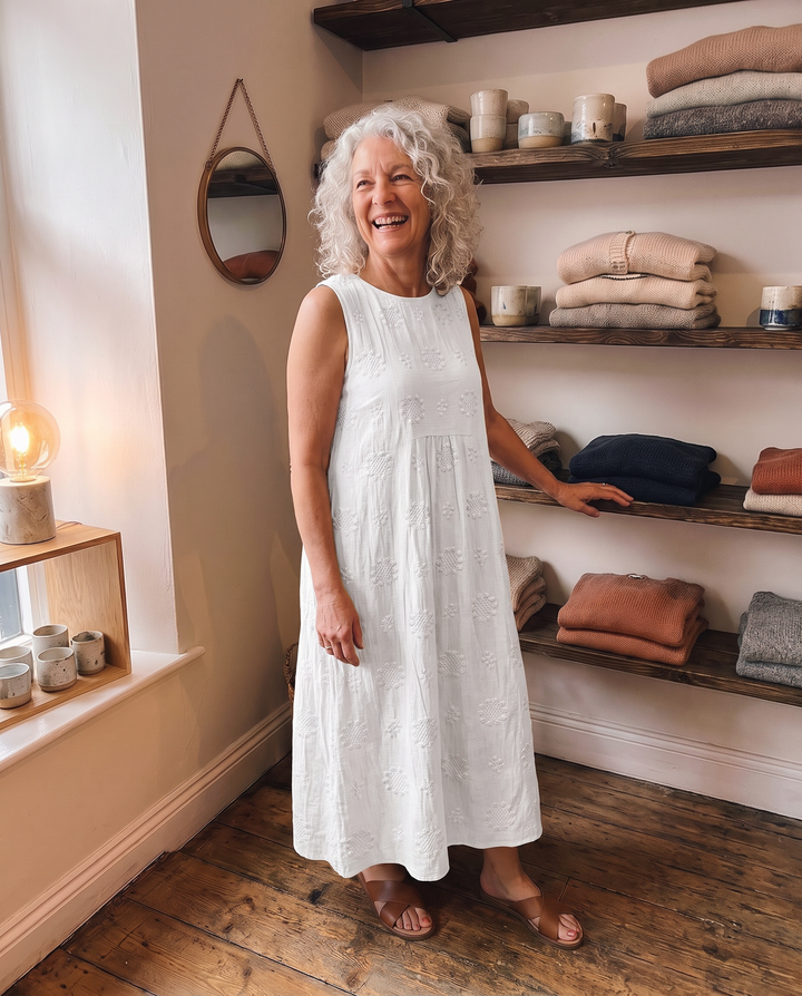 MILA | EMBROIDERED MIDI DRESS