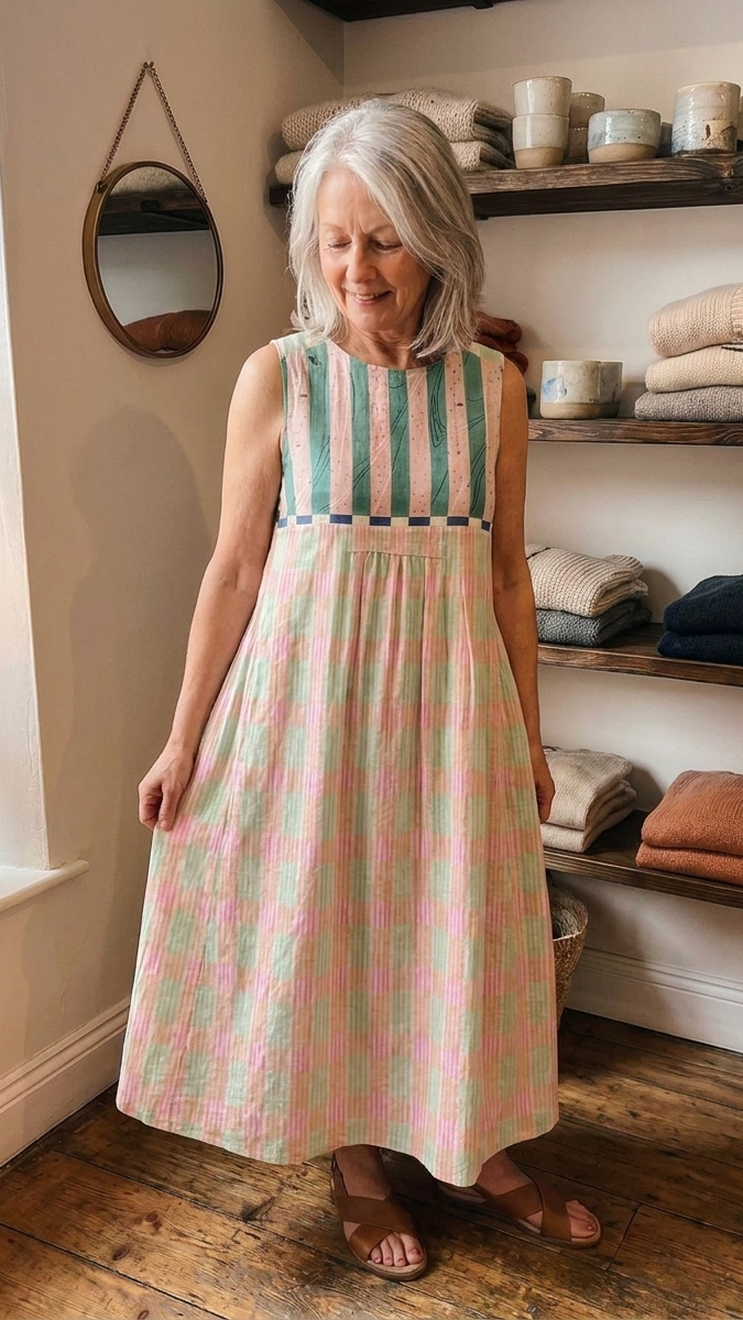 NADIA | STRIPED PASTEL MIDI DRESS
